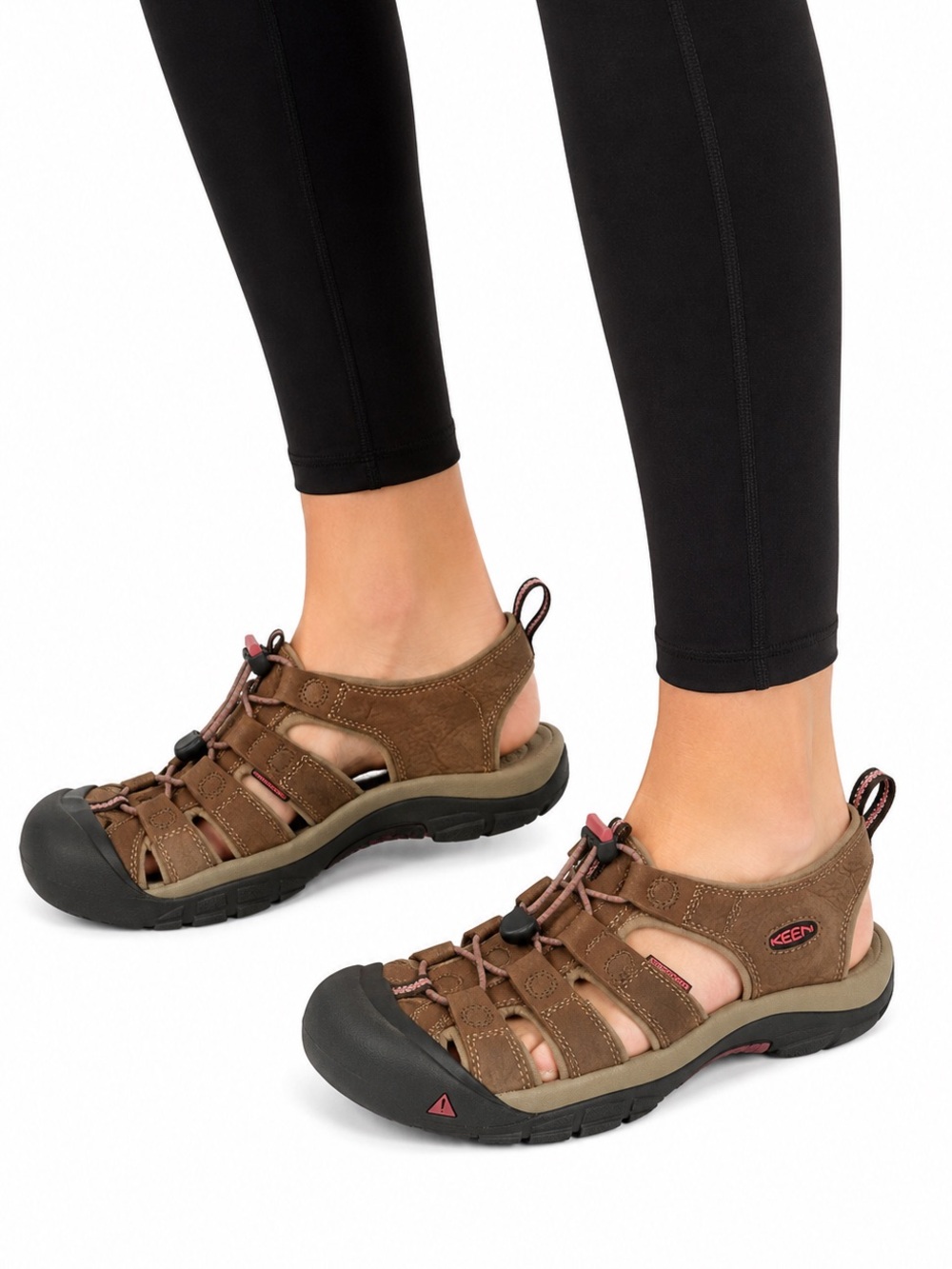 Size 8 KEEN Women’s Newport Waterproof Leather Hiking Sandals Brown Pink